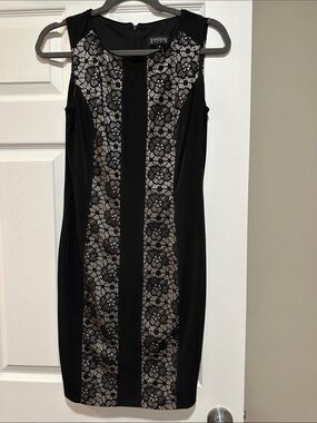 Enfocus Studio Black Lace-Panel Midi Dress